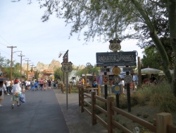 A vibrant view of Cars Land, capturing the essence of Radiator Springs